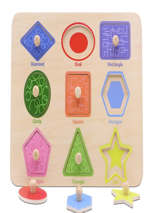 Aile Toddler Wooden Preschool Learning Shape Peg Puzzle Board Toys - Image 4